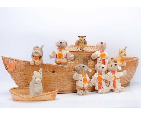 A Steiff limited edition Noah's Ark, with Mr & Mrs Noah and their three sons, with two certificates numbers 4047 and 1055 of 