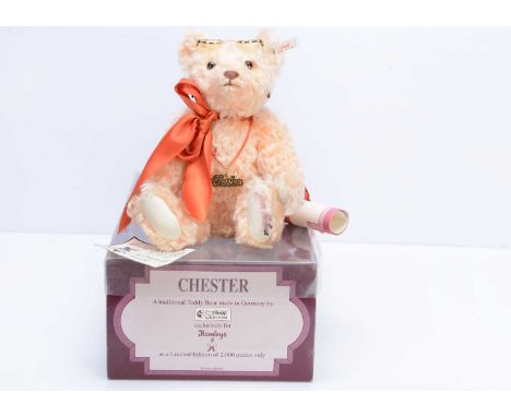 A Steiff limited edition Chester teddy bear,  199 of 2000 made exclusively for Hamleys London, with apricot mohair, signed by