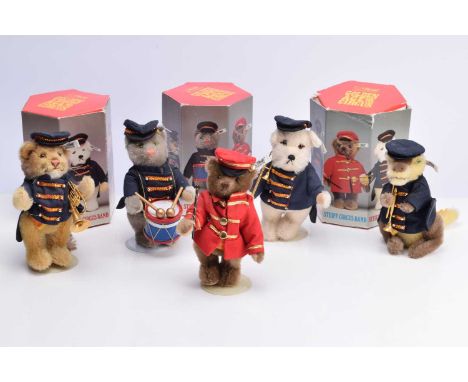 A rare complete Steiff limited edition Golden Age of the Circus Band 1988-89,  comprising of the Bear Bandmaster, Dog Bandsma