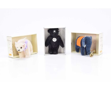 Six Steiff Club miniature teddy bears,  for the years 2004 to 2009 --4in. (10cm.) high; all in original window boxes with cer