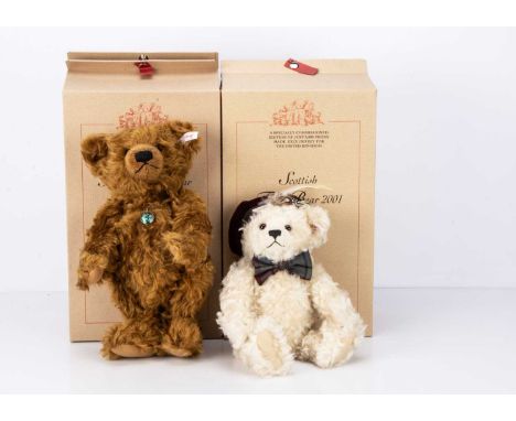 Two Steiff limited edition teddy bears, a Scottish bear, with white mohair and 'Scottish Parliament Tartan bow- tie, 2923 of 