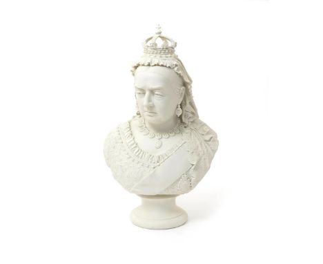 A large Robinson and Leadbetter Parian bust of Queen Victoria, c.1897, modelled by R J Morris to commemorate Victoria's Diamo