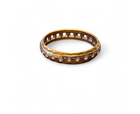 18ct Yellow & White Gold CZ Set Full Eternity Ring.  Weight: 3.3g  Ring Size: O 1/2 Approximately