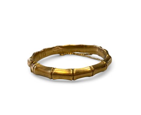 9ct Yellow Gold Bamboo Effect Hinged Bangle   Hinge feels loose.  Weight: 16g