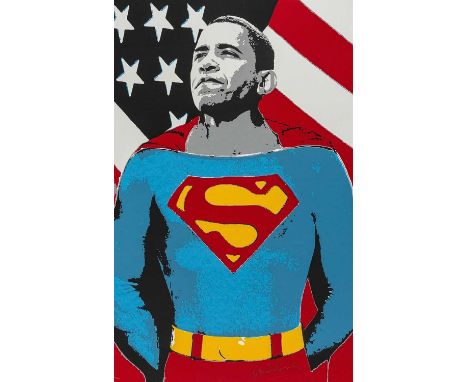 Mr Brainwash (French b.1966), ‘Obama Superman (Silver)', 2009, screen print in colours on archival paper, signed and numbered