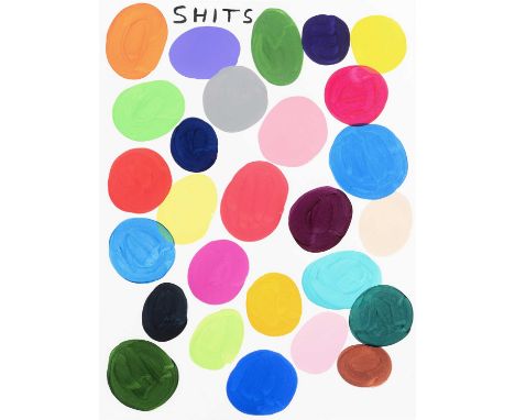 David Shrigley (British b.1968), 'Shits', 2019, and painted acrylic on 640gsm Fabriano Artistico paper, signed, dated and num