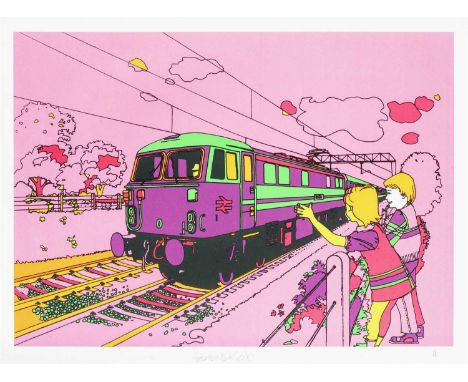 Ben Eine (British b.1970), 'Pink Train', 2006, screen print in colours on wove paper, signed, dated and numbered from an edit