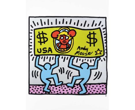 Keith Haring (American 1958-1990), ‘Andy Mouse’, 1986, offset lithograph in colours, published by The Estate of Keith Haring;