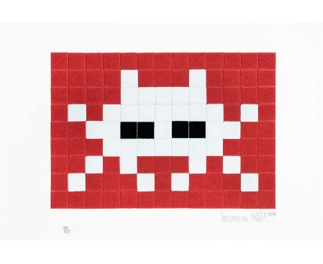 Invader (French b.1969), 'Invasion (Red)', 2009, embossed screen print in colours on 310gsm paper with foil stamping to the e