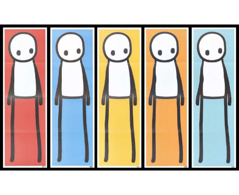 Stik (British b.1979) ‘Standing Figure (Book) (Red, Blue, Yellow, Orange &amp; Teal)’, 2015, a set of five offset lithograph 