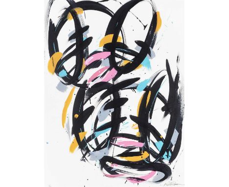 Unknxwn (British b.1978), 'Swish No.4', 2018, acrylic on Somerset paper, signed and numbered 1/2 in pencil; 90 x 70cm inc fra