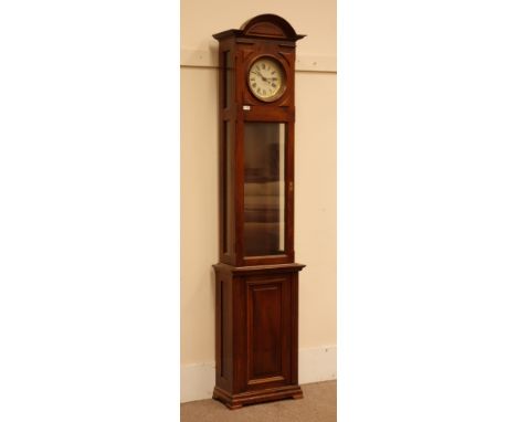 20th century mahogany longcase clock, panelled and glazed case, circular Roman numeral dial signed 'London', H225cm   Conditi