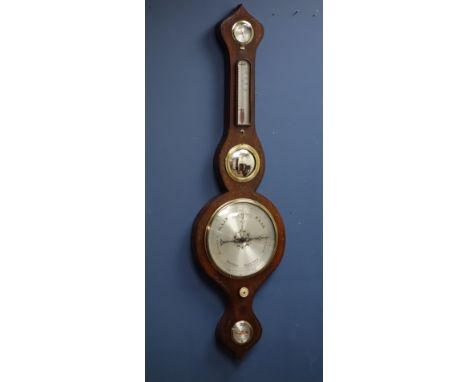 Early 19th century rosewood cased five dial barometer by 'M. Barnascome, Leeds', H95cm   Condition Report   Click here for fu
