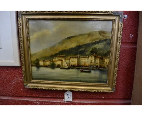 Giorgio M** R**An Italian Harboursigned, oil laid on board, 23cm x 29cm