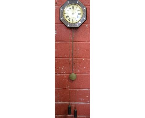 A 19th century octagonal wall clock, inlaid with mother of pearl