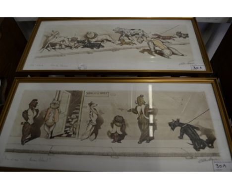 Boris O'Klein (1893-1985), by and after, a pair of dog caricatures, Oh! Liberté!...Liberté Chérie! and Tu viens...beau blond?