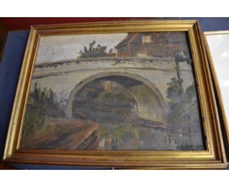 R **Soper (late 19th century)The Canal Bridgesigned, dated 1892, oil on board, 29cm x 39cm