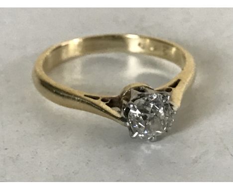 An old cut diamond solitaire ring, size L CONDITION REPORT: The ring is in good condition. It weighs 2.6g. The diamond measur