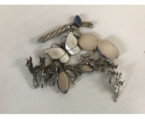 A collection of silver jewellery including a Norwegian enamel butterfly brooch (Q)