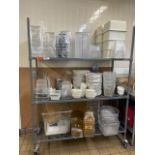 LOT OF PLASTIC BINS AND PLASTES