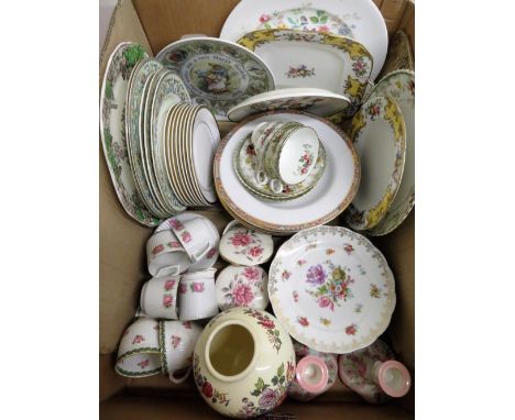 Five paragon Queen Anne pattern plates, a Wedgwood Peter Rabbit 1993 birthday plate, other decorative ceramics etc, Spode Gol