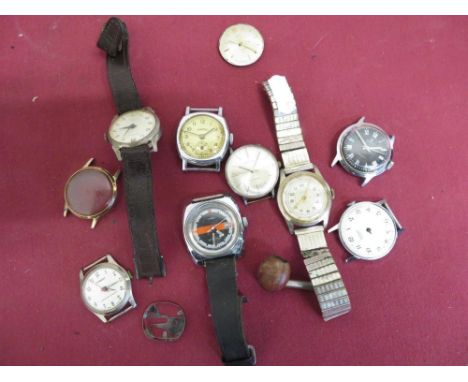 1960's Timex wristwatch, chromium plated case with date indicator, Aviation hand wound wristwatch. Chrome plated cushion case