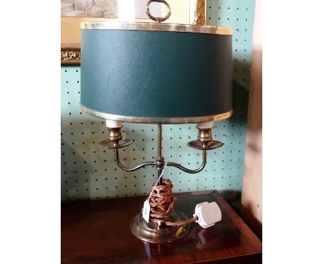 A mid-20th century twin sconce electric table lamp, 46cm.