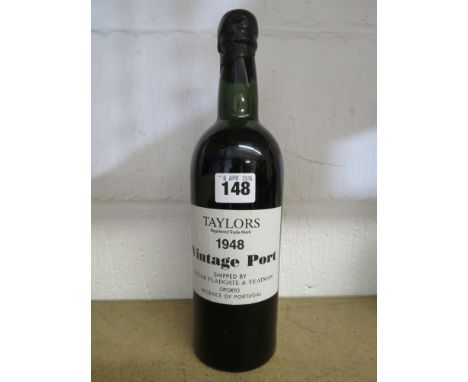 A bottle of 1948 rebottled Taylors Vintage Port from Taylor Fladgate