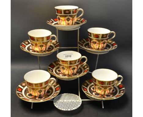 A set of six Royal Crown Derby 1128 Imari teacups and saucers, first quality  