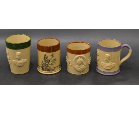 Denby Commemorative - a Denby Queen Victoria Diamond Jubilee mug, in relief with oval portrait cartouche and dates 1837 - 189