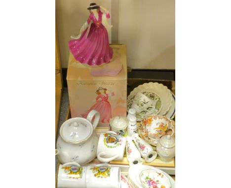 Ceramics - a Leonardo figure, Autumn breeze, boxed with certificate; a Royal Crown Derby Old Aves cup and saucer , a Royal Cr