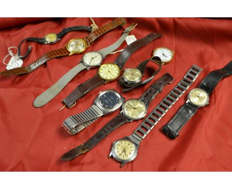 Watches - a 1950s Orano Incabloc seventeen jewel stainless steel wrist watch, textured dial, Arabic numerals and Arrow head b