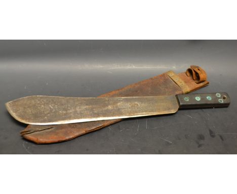 A World War Two period general issue machete, cased, issum arrow end dated 1944