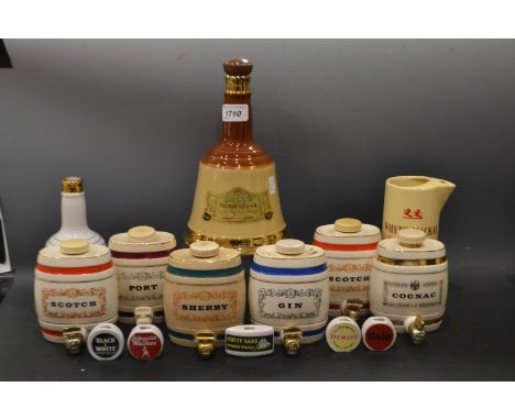 Breweriana - Wade advertising ware, Whyte and Mackay water jug;  table barrels, Port, Scotch, Cognac, Gin, Sherry;  Bells com