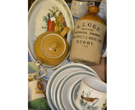 A Port Merion Birds of Britian pattern oval oven dish, flan dish, bowls, plates etc;  a Midwinter Premaera pattern plate etc 