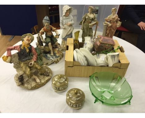A quantity of ceramic figures to inc Capo di Monte etc