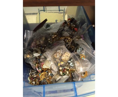 A large quantity of vintage clip-on earrings