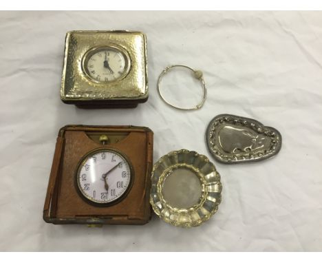 A quantity of silver to inc bangle, clock etc