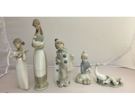 Five small Lladro/Nao figures