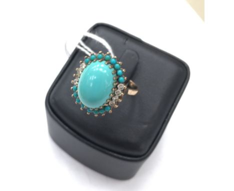 A 9ct turquoise dress ring