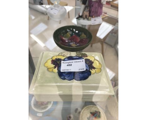 A Moorcroft lidded trinket dish; together with a Moorcroft bowl