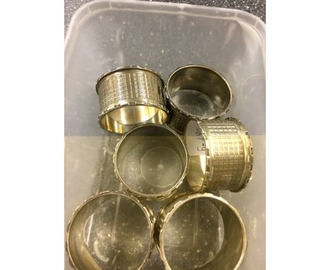 Six silver engine turned napkin rings