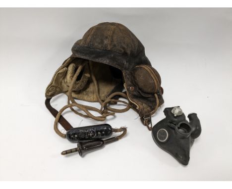 A Second World War RAF B-Type flying helmet, manufactured by G.Waddington &amp; Son Ltd., with label to the interior, dated 1