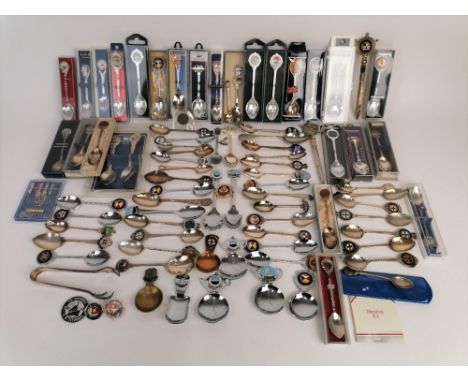 A group of boxed &amp; other Ocean Liner souvenir spoons and caddy spoons, all plated, including SS Northern Star, Majesty of