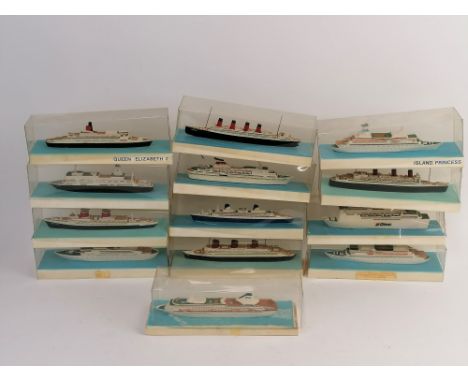 An assorted collection of boxed "Ocean Models" scale model ships to include SS Normandie, Aquatania, RMS Queen Mary &amp; Roy