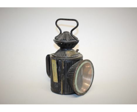 A Furness Railway Company corrugated metal three aspect signalling lamp, manufactured by Messenger &amp; Sons, Birmingham, se