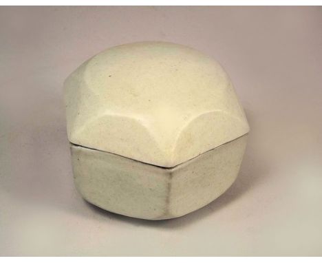 BERNARD LEACH.
A Bernard Leach celadon glazed porcelain, hexagonal lidded box. Impressed personal & Leach Pottery mark. Width