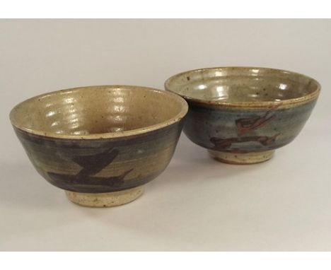 LEACH STANDARD WARE.
Two Leach Pottery Standard Ware 'Z' pattern bowls. Impressed Pottery seals. CONDITION REPORTS: One has s