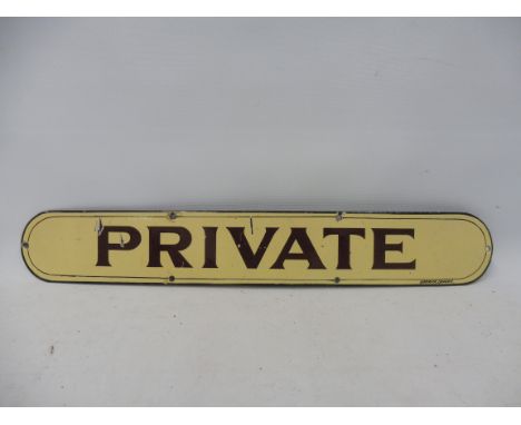 A Garnier of London enamel 'Private' sign, 18 x 2 3/4".