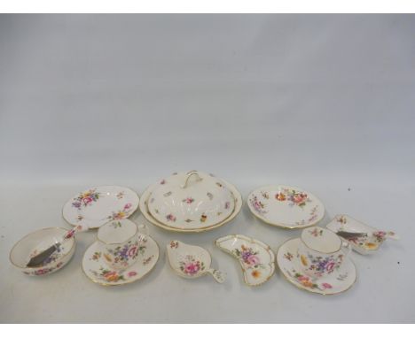 A Royal Crown Derby 'Derby Posies' porcelain tea service, comprising cups and saucers, plates, serving plates, lidded tureen 